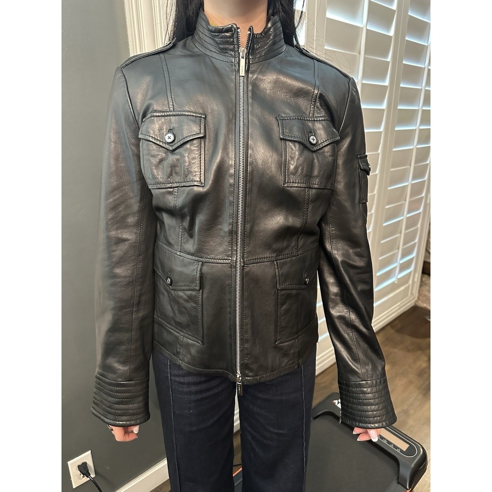 Tory Burch Black Leather Moto / Biker‎ Jacket - Soft Leather *Size 10 /Medium